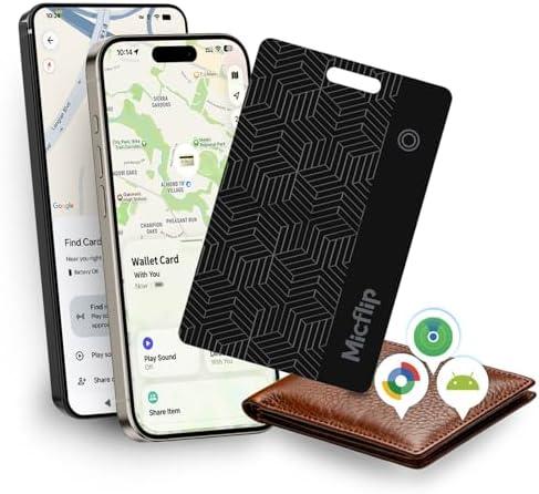 Wallet Tracker Card [Apple MFi Certified] (iOS and Android) Bluetooth Tracker Card, 0.07in Rechargeable Smart Tracking Card Work with Apple Find My, Keys, Luggage Tags, Bags, Passports, Purse(1 Pack)