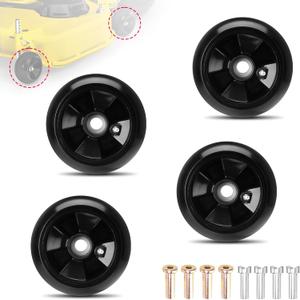 Set of 4 AM125172 Plastic Deck Gauge Wheel Kit Compatible with John Deere 48", 54", 60", 62, 72" 240 245 260 265 285 LX255 LX266 GX325 Deck Lawn Tractor Mowers Wheel Replace# 210-300 AM124706