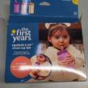 The First Years Squeeze & Sip Toddler Straw Cups - Squeezable Transition Sippy Cup with Silicone Straw - Toddler Feeding Supplies - Yellow/Pink/Orange - 7 Oz - 3 Count - Ages 6 Months and Up