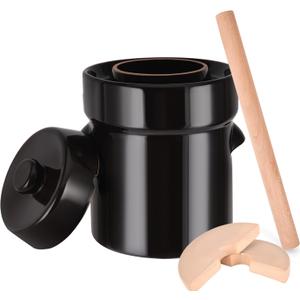 Fermentation Crock 5 Liter / 1.3 Gallon, Sauerkraut Crock with Lid, Weights & Pounder - Ceramic Fermenting Crock Kit for Pickling Cabbage Kimchi Pickle Vegetables- Sauerkraut Fermentation Crock.