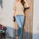 Puff Sleeve Tops for Women V Neck T Shirts Summer Business Casual Tops Loose Fit Dressy Casual Blouses (M)