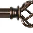KAMANINA Bronze Curtain Rod 32 to 58 Inch(2.6-4.8ft), Adjustable Curtain Rods for Windows 28 to 48 Inch, 3/4 Inch Splicing Drapery Rods with Twisted Cage Finial