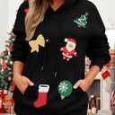 FRYAID Christmas Hoodie Women Merry Christmas Tree Sequins Sweatshirts Cute Xmas Snowman Santa Claus Sweater Holiday Pullover (Large, B-black)