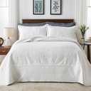 Qucover White Oversized King Bedspread 128 x 120, Lightweight California King Quilts, 3 Piece Vintage Coin Pattern Soft Microfiber Extra Large Bedding with Shams