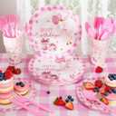 170 Pcs One Silly Goose Birthday Decor Girl Party Tableware Set, Silly Goose Birthday Decorations Include Pink Gingham Tablecloth Plates and More for 24 Guests, Baby Shower Decorations for Girl