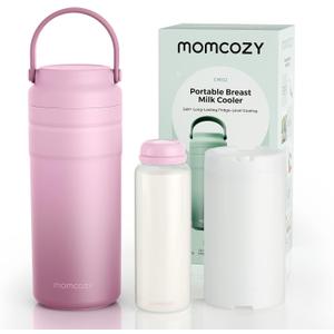 Momcozy Portable Breast Milk Cooler for Travel, 24H Ice-Free Cooling Breastmilk Storage Bottles Container, 12oz Leak Proof Outdoor Small Freezer, Baby Breastfeeding Essential for New Moms