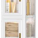 VECELO 4 Tier Tall Plastic Slim Storage Cabinet with Lockable Wheels, Adjustable Shelves, Anti-Tip for Bathroom, Living Room, Laundry Room, Kitchen, Narrow/Small Space, Easy Assembly, Clear