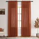 Terracotta Linen Curtains 84 inches Long 2 Panel Set Back Tab Rod Pocket Rustic Farmhouse Boho Curtains for Living Room Semi Sheer Brick Burnt Orange Bohemian Fall Decor for Dining Room Rust