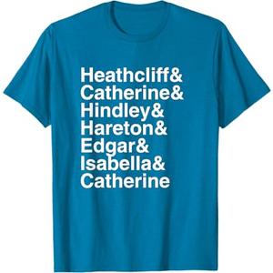 Emily Bronte Wuthering Heights Character List T-Shirt, Size M