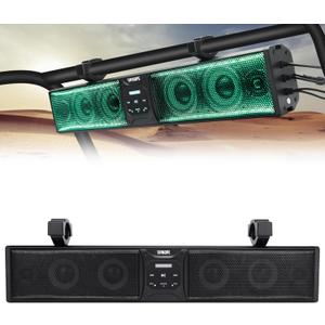 26 Inch UTV Sound Bar w/6 Speaker,ATV SoundBar Bluetooth with RGB Lighting,Music Sync Waterproof Golf Car Sound Bar with Back Light for ATV UTV Golf Cart w/1.75-2.25" Roll Bar