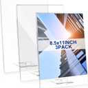 3 Pack Acrylic Sign Holder Double Sided Clear Display Stand Table Top Paper Holder Menu Flyer Slant Back Removable Desktop for Mall Restaurant Office Store Home T Shape(8.5 x 11 Inches)