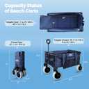 Beach Wagon, Big All-Terrain 9"x4" PU Wheels for Sand, 200L Large Capacity & 330lbs Heavy Duty, Collapsible Utility Wagon with Extended Tailgate for Beach Camping Outdoors