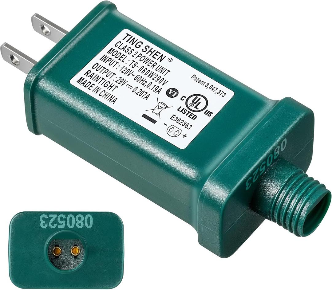 Enhon 29V LED Power Supply, UL Certification LED Transformer Replacement Class 2 Power Supply, Low Voltage Transformer US Plug Adapter for Christmas Tree Light, Green, Right Positive(TS-6W29V)