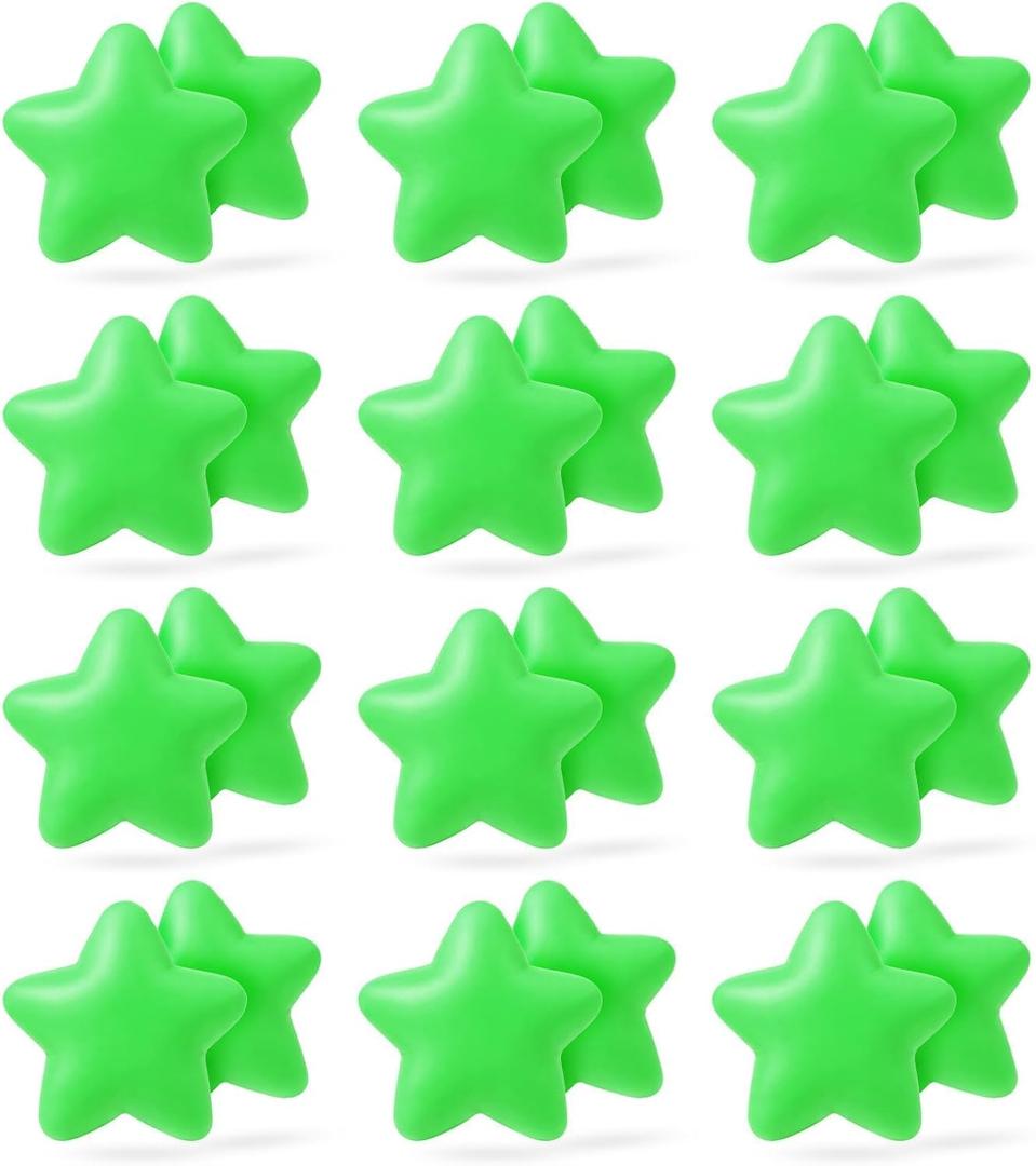 24 Pieces Green Star Stress Balls Bulk Foam Stress Relief Ball for Kids Student Prizes Adults Relieve the Pressure Party Decorative Supplies