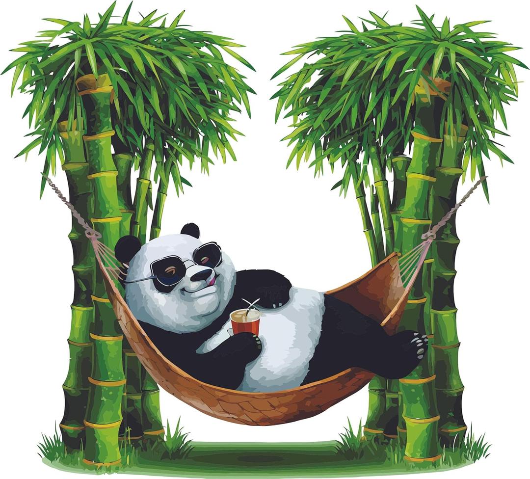 Cute Panda Chillin Baby Panda Bamboo Tree Wall Decal Wall Dcor Vinyl Sticker Size: 20 x 20