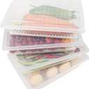 4pcs Transparent Food Storage Containers with Drain Tray and Lid Rectangular Refrigerator Organizers for Meat Kitchen Storage Moisture-reducing Design
