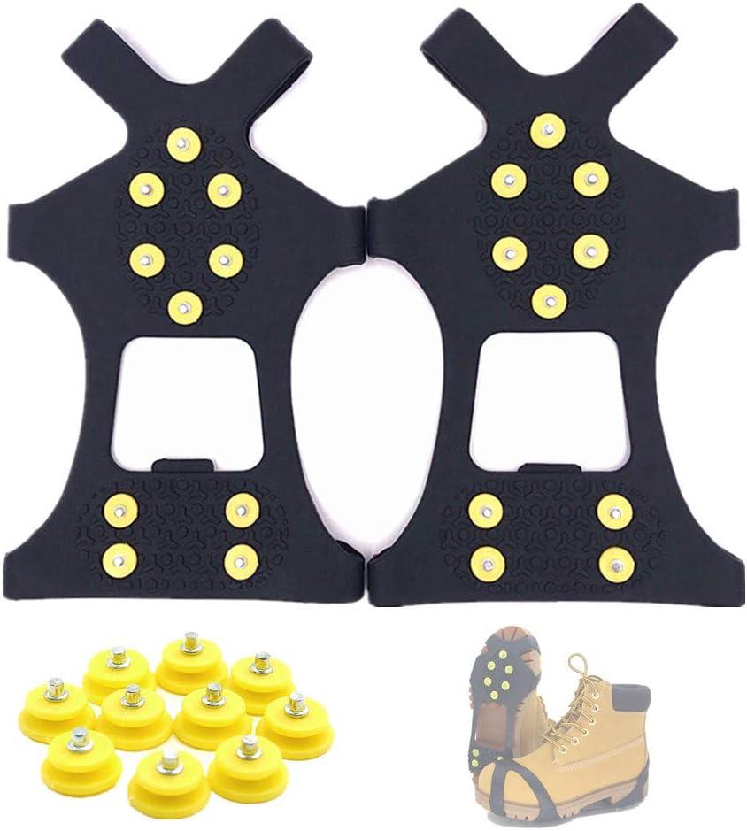 Aerexier Ice Cleats Snow Grips - Anti-Slip Crampons Traction Cleats Ice & Snow Grippers 10 Steel Studs for Women Men Kids’ Shoes and Boots (Extra 10 Studs) (Small [Women(5-7)/ Men(3-5)])