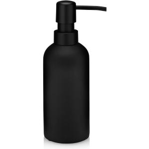 Essentra Home Matte Black Soap Dispenser 10 fl oz / 300ml | Modern Bathroom Countertop Soap Dispensers | Refillable Pump Dispenser