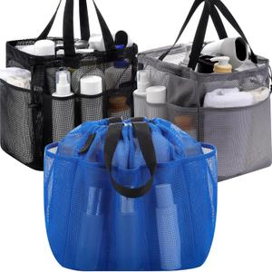 Talltalk 3 Pcs Mesh Shower Caddy Portable with Drawstring Dorm Essentials with 8 Pockets Hanging Shower Caddy Basket Quick Dry Toiletry for College Bathroom, Camping, Swim, Gym(Classic Color)
