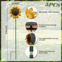 5pcs Sunflowers Yard Wind Spinners Outdoor Decoration Stakes Lawn Ornaments, Lawn Decorations Garden Stakes, Metal Outside Decorations for Metal Yard Art Flower Garden Decor, Sunflower Gift for Women