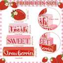 4 Pcs Strawberry Table Decorations Strawberry Table Centerpiece Farmhouse Fresh Sweet Wooden Sign Summer Tiered Tray Decor Books Stack Signs Block for Coffee Home Office Decorations Shelf