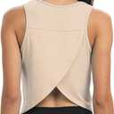 Mippo Workout Tops for Women Cropped Open Back Sleeveless Tank Tops Athletic Gym Yoga Shirts Loose Fit (Large, Apricot)