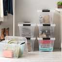 IRIS USA 19 QT Plastic Storage Box with Lid and Latches - 4 Pack - BPA-Free, See-Through Organizing Solution, Durable Nestable Stackable Containers, Secure Pull Handle - Clear