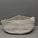 Fhiny Cotton Rope Dog Toy Basket with Handle Puppy Toys Storage Bin Small Woven Rectangle Diapers Pet Kitty Bed Perfect for Carry Pet Chew Toys Blankets Leashes Doggie Stuff - Beige S (B-S:14.17"10.23" 6.29")