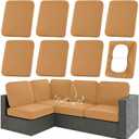 hyha Waterproof Outdoor Cushion Covers for Patio Furniture, Stretch Patio Chair Cushion Slipcovers, Coated UV Resistant Replacement Seat Covers, Solid Color (Camel, 8PC)