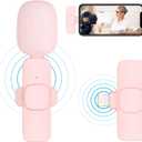 Pink Wireless Lavalier Microphone for iPhone - Plug Play Clip on Shirt Lapel Mini Mic for TikTok YouTube Facebook Live Stream Vlog Video Recording -No Need App/Bluetooth