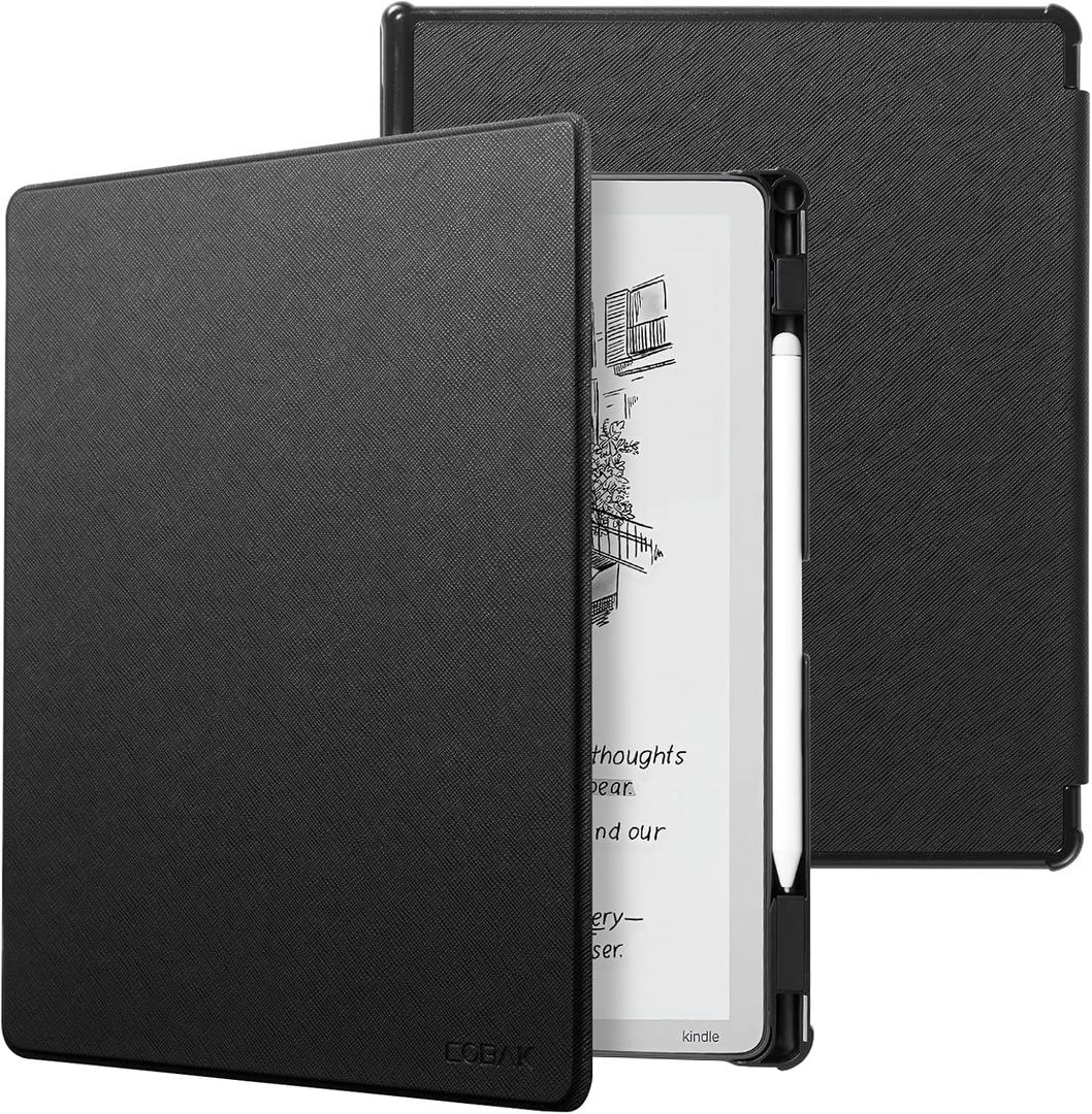 CoBak Case for 11" Kindle Scribe 3rd Generation 2025, Kindle Scribe Colorsoft - All New PU Leather Cover with Auto Sleep Wake, Pen Holder for Scribe 11" 2025 Released (Black)