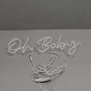 Oh Baby Neon Sign for Backdrop, Baby Shower LED Neon Lights for Wall Decor Dimmable Light Up Sign for Gender Reveal, Birthday Party Decoration, Warm White (16.9"*8.2")