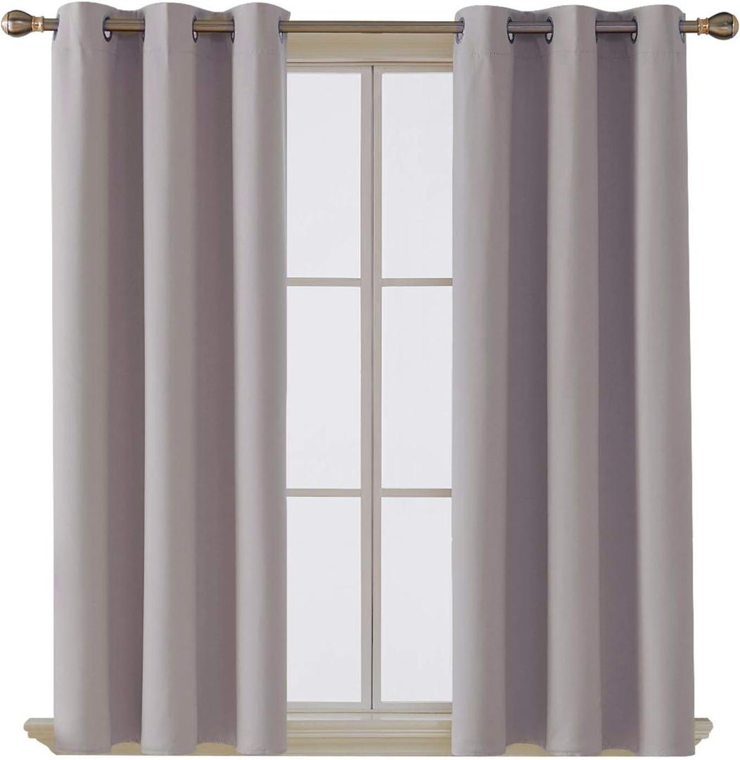 Thermal Insulated Blackout Curtains for Bedroom Windows Silver Grey Curtains 90" width x 50" drop 2 Panels, Ring Top Eyelet Super Soft Blackout Eyelet Curtains for Living Room
