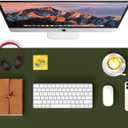 WAYBER Leather Desk Pad Protector, Waterproof Mouse Pad, PU Desk Mat, Office Desk Cover, Desk Writing Mat for Office/Home/Work/Cubicle (Olive Green) 31.5x15.8 in