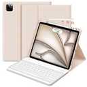 GOKOCO iPad Air 13 inch M2 2024 Case with Keyboard-Keyboard Case for iPad Pro 12.9 inch 6th/ 5th/ 4th/ 3rd Generation with Pencil Holder, Wireless Detachable Keyboard, Auto Sleep/ Wake Function-Champagne
