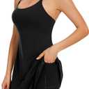 Womens Tennis Dress with Built-in Bra & Shorts Athletic Dress Workout Dress Exercise Dress with Pockets Golf Dress (Small, New Black)