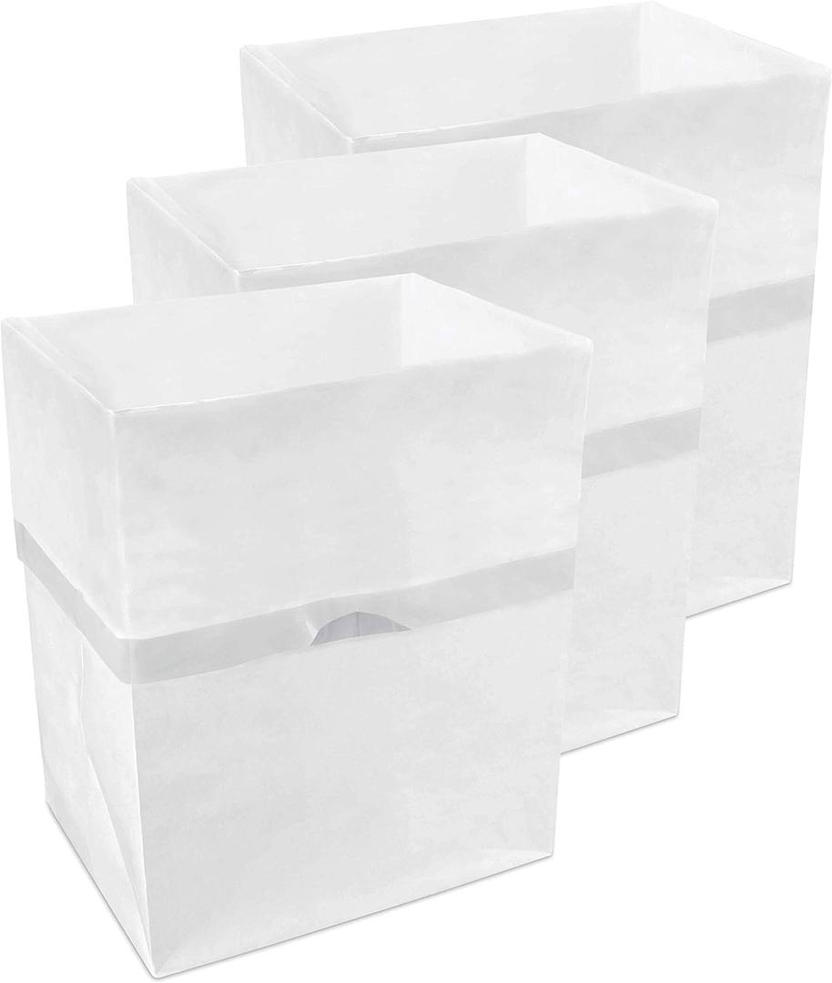 4 Gallon Disposable Pop-Up Trash Cans (3-Pack) with Fitted Bags  Foldable Garbage & Recycling Bins for Parties, Events & Kitchen (White, 12" H x 10" W x 8" D)
