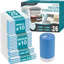 Cozy Essential Travel Vacuum Storage Bags with Rechargeable Cordless USB Pump, Space Saver Bags for Luggage, Suitcase, Carry-On, for Clothes, Blankets, Bedding & Seasonal Storage,26 Combo