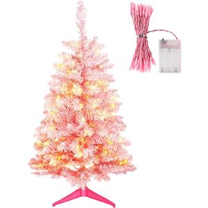 3FT Small Christmas TreeArtificial Christmas Tree for TabletopMini Xmas Tree with 164 Branch Tips, Easy Assembly Ideal for Home, Office, Apartment, or Holiday Dcor (Pink)