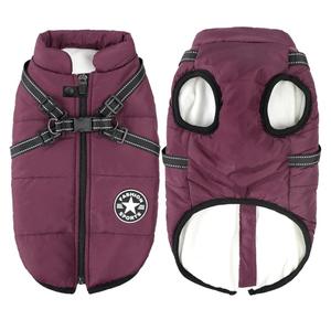 Aiboria Dog Jackets Coat for Winter Windproof Waterproof Skiing Dog Vest Fleece Warm Chest Strap Belt Purple , XL
