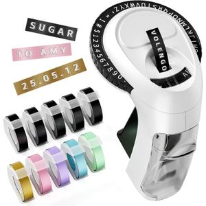 Embossing Label Maker, Scrapbook Supplies Junk Journal Kit, Vintage Embossed Label Maker Machine with 10-Roll Color 3D Tapes, Retro Manual Embosser for Home DIY Crafts & Scrapbooking, Omega-S