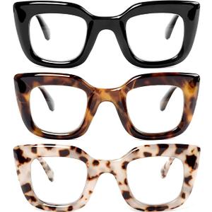 REAVEE Reading Glasses for Women Stylish Cute, 3 Pack Blue Light Blocking Readers Cheaters with Spring Hinge
+1.50
