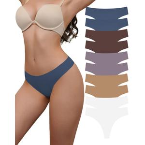 RoyalBelle Seamless Thongs For Women V-Waisted Sexy Invisible No Show Breathable Stretch Panties Underwear 10-Pack (XL)
