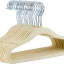 Amazon Basics Kids Velvet, Non-Slip Clothes Hangers (Baby/Toddler), 11.6 inches (for Baby Clothes), Pack of 30, Beige