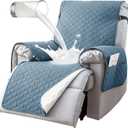 100% Waterproof Recliner Chair Covers, Anti-Slip Small Recliner Cover, Washable Recliner Slipcover with Pocket, Elastic Straps for Pets, Dogs, Gray Blue (23in)