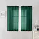 Lecloud Hunter Green Sheer Curtains 54 Inch Length 2 Panels, Voile Light Filtering Curtains with Rod Pocket, Transparent Tulle Drapes for Bedroom Laundry, Each Panel 42 X 54 Inch