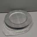 Jucoan 12 Pack Silver Charger Plates, 13 Inch Round Plastic Charger Plates, Decorative Silver Strip Plate Chargers for Dinner Plate, Wedding Thanksgiving Christmas Party Table Decor, Shiny Texture