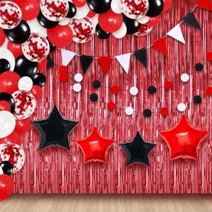 KatchOn, Red Party Decorations Set - Huge, Pack of 130 | Red and black birthday decorations | Red and Black Graduation Decorations 2025 | Star Balloons for Red Decorations