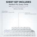 King Size Fitted Sheet with 18" Deep Pockets, No Flat - Percale Weave Natural - Breathable 100% Cotton Printed Bedding, 1 Fitted Sheet + 2 Pillowcases - Grey Ida Print