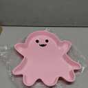 13.7 Inch Halloween Plastic Charcuterie Fillable Food Trays Disposable Bat Shaped Display Mache Box Candy Serving Tray Container for Halloween Party Favors Supplies, (Ghost, Pink)